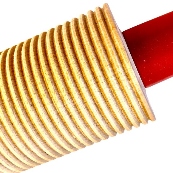 Wood Textured Rolling Pin Norwegian Lefse Flatbread with Red Handles - Picture 9 of 11